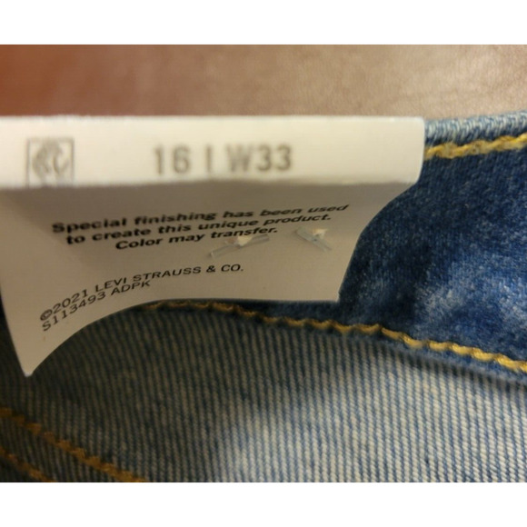 NWT Levi's Blue Denim High Rise Straight Leg Distressed Jeans Women's Size 16 - Picture 10 of 12